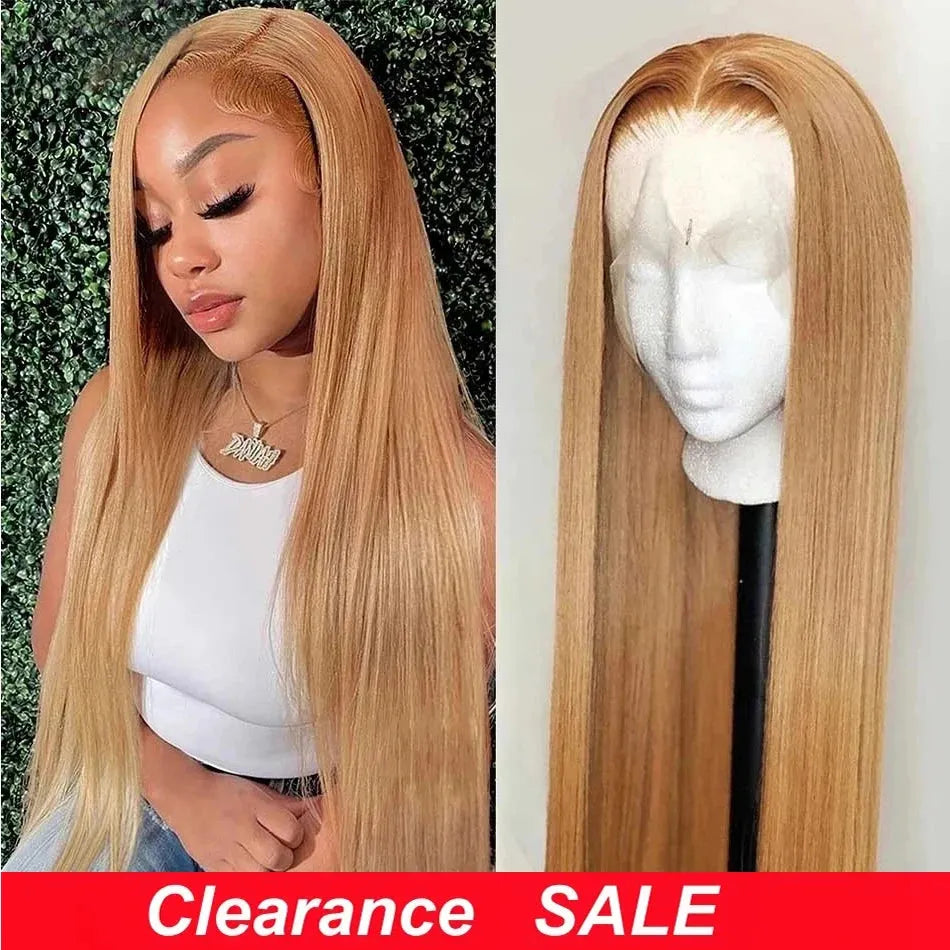 #27 Honey Blonde Lace Front Wigs 13x4 HD Lace Front Human Hair Wigs For Women Pre pucked Bone Straight Human Hair Lace Front Wig