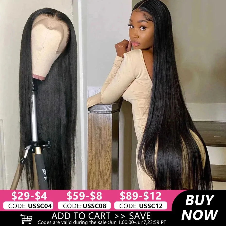 Bone Straight Brazilian 13x4 13x6 HD Transparent Lace Front Wigs For Women 4X4 Lace Closure Remy Human Hair Wig Lace Frontal Wig