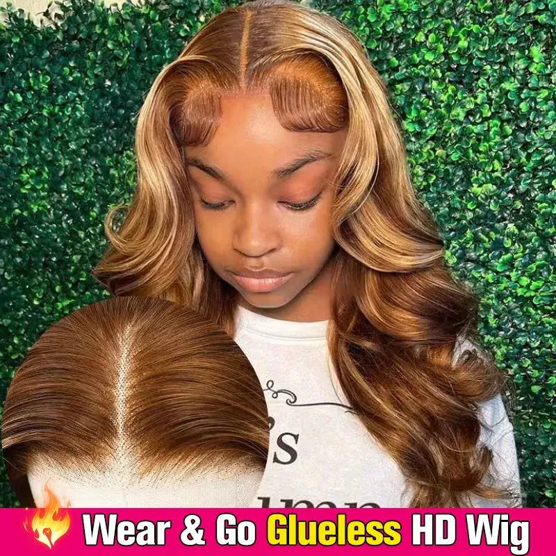 Honey Blonde Highlight Body Wave Lace Front Wig