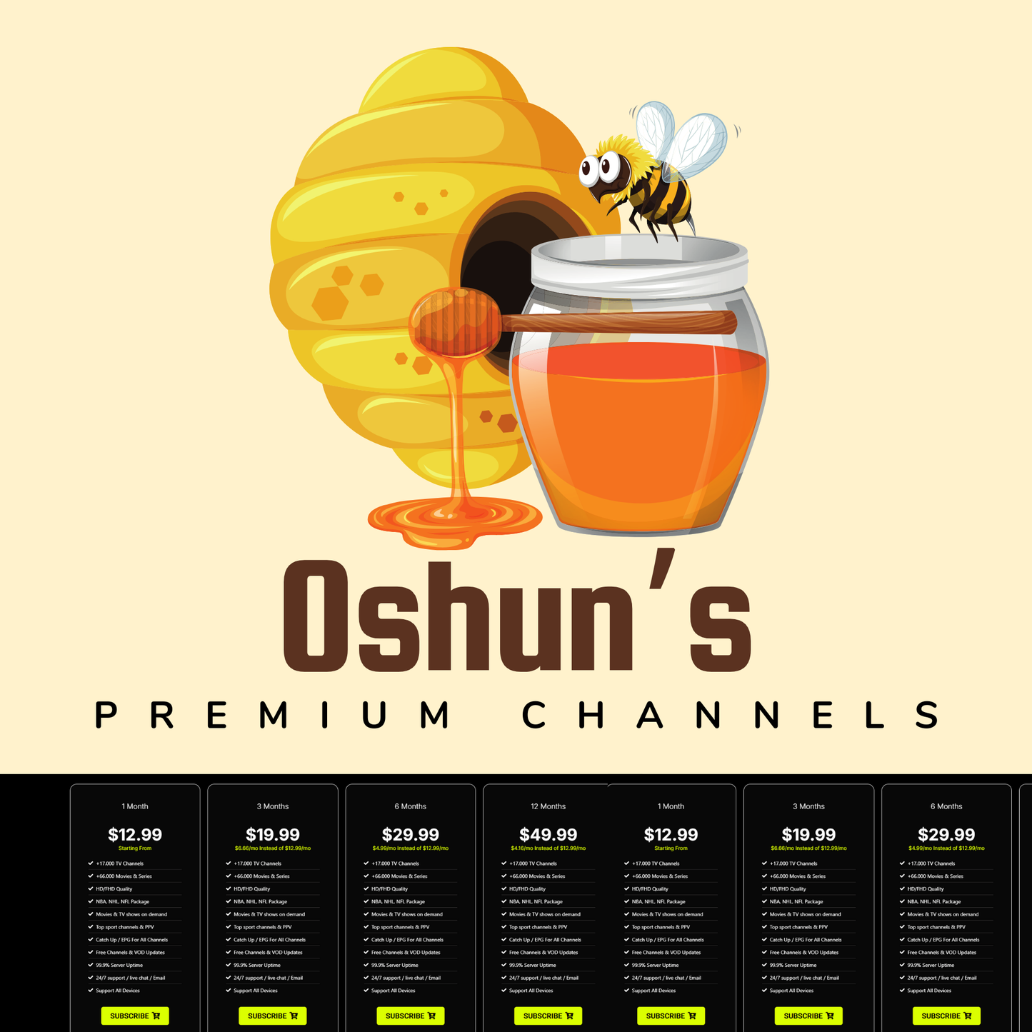 Oshuns IPTV Monthly Plan