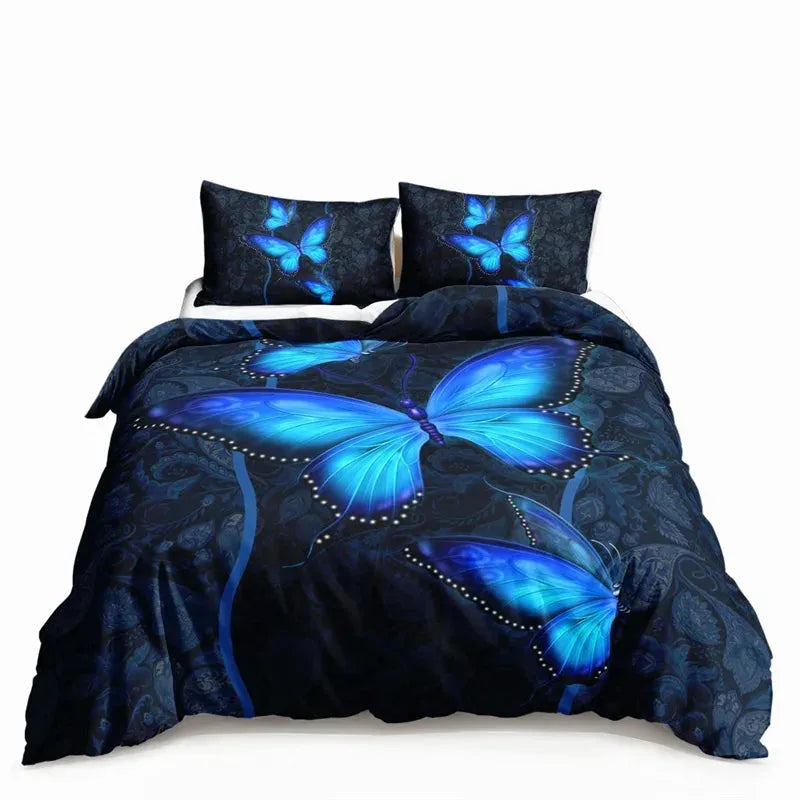 Butterfly And Death Moth Bedding Set For Girls Gothic Skull Boho Comforter Cover Decor Bedroom Sun and Moon Pattern Duvet Cover